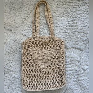Elegant Tan Crochet Tote Bag